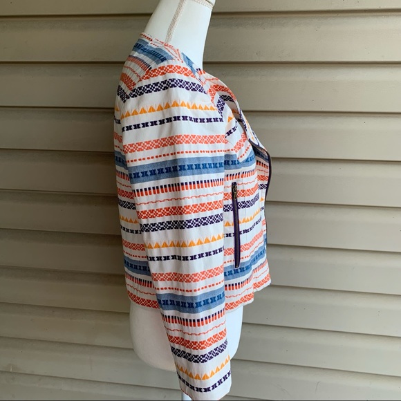•Trina Turk• Beatrix Woven Moto Zip Jacket-Size 6 - Picture 8 of 11